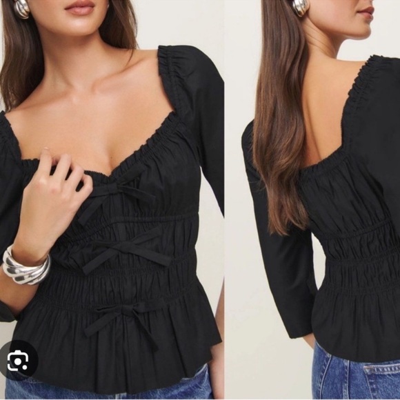 ✨NEW✨ Reformation Lauryn Top Black 10 - Picture 1 of 9